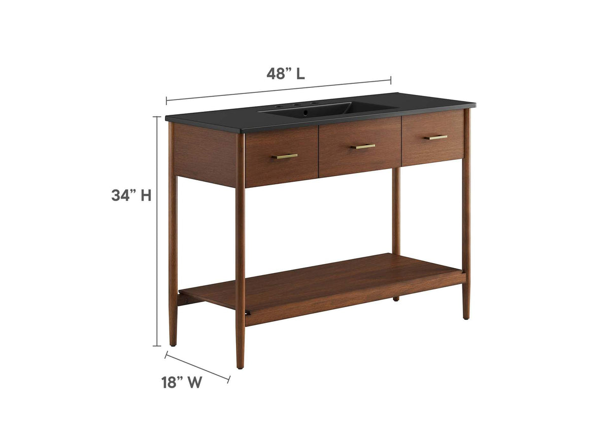 EEI-6825-WAL-BLK Zaire 48" Single Sink Bathroom Vanity By Modway