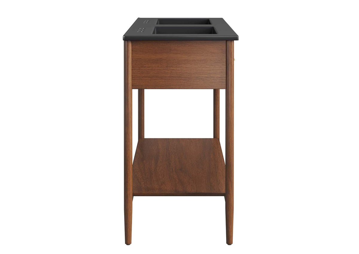 EEI-6827-WAL-BLK Zaire 48" Double Sink Bathroom Vanity By Modway