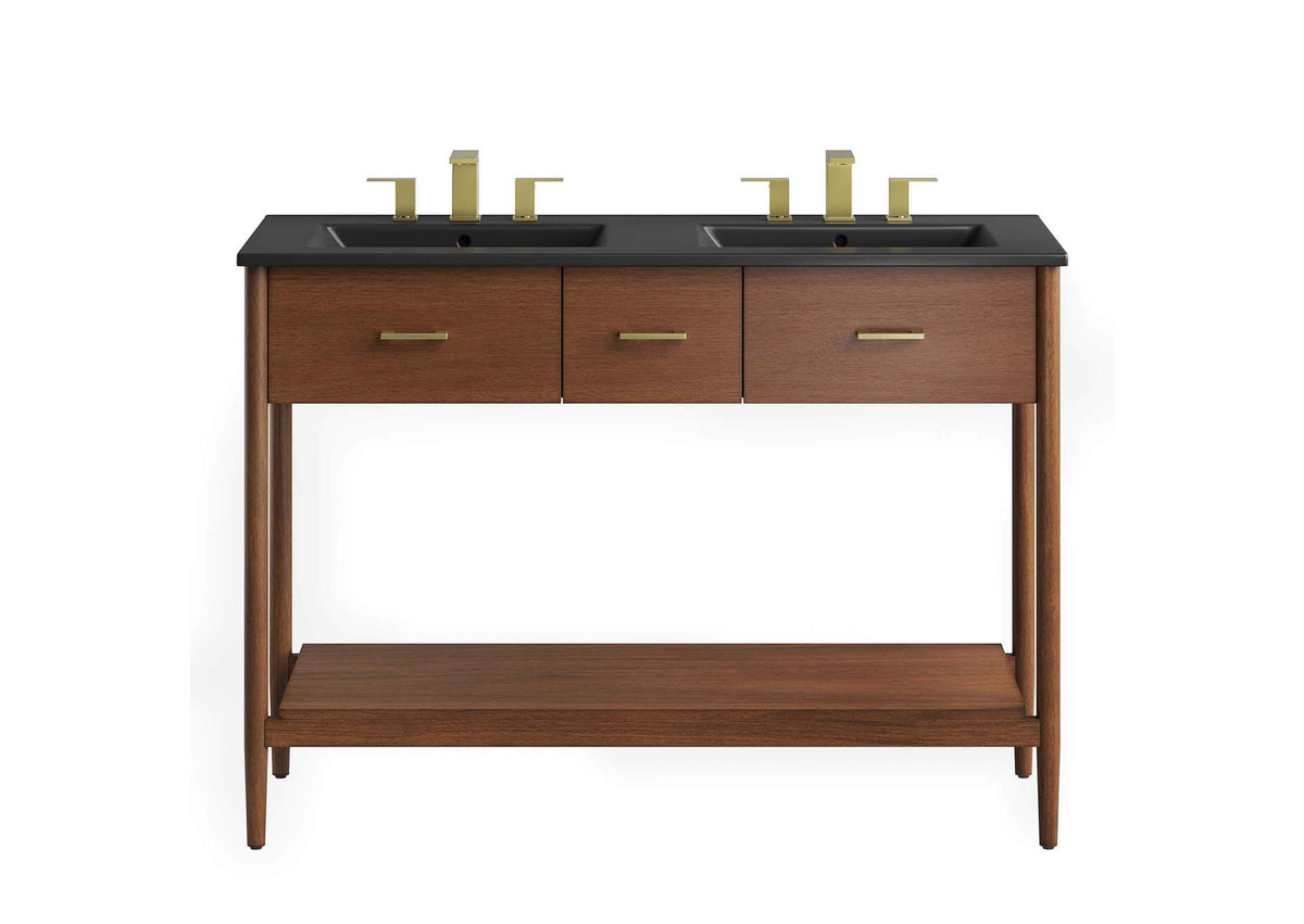 EEI-6827-WAL-BLK Zaire 48" Double Sink Bathroom Vanity By Modway
