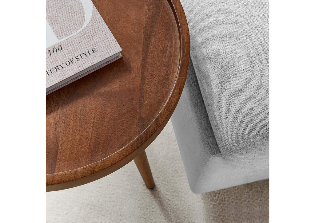 EEI-6830-WAL Chiro Round Wood Side Table By Modway