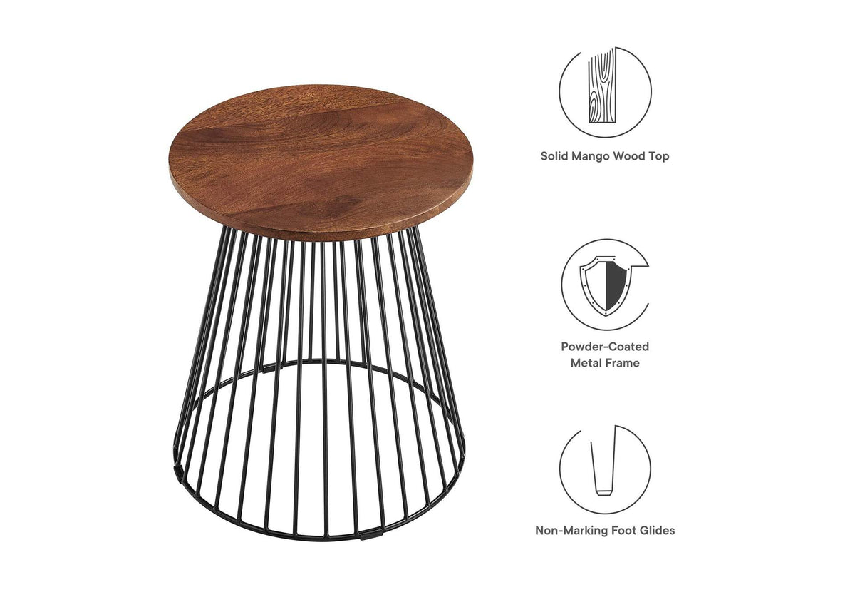 EEI-6831-WAL Valeo Round Wood And Metal Side Table By Modway