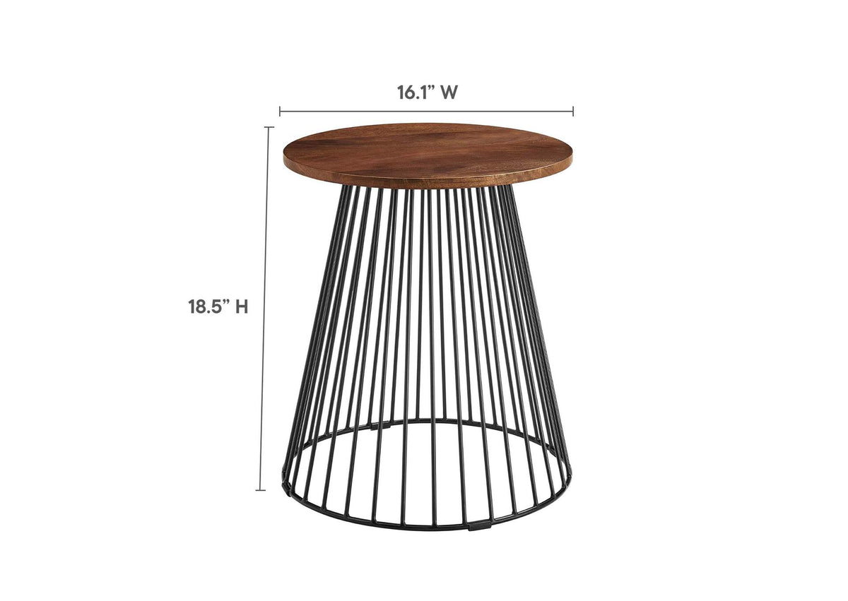 EEI-6831-WAL Valeo Round Wood And Metal Side Table By Modway