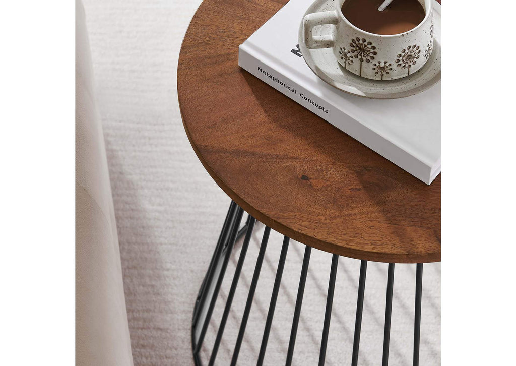 EEI-6831-WAL Valeo Round Wood And Metal Side Table By Modway