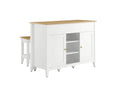 EEI-6894-OAK-WHI Garland 3-Piece Kitchen Island And Stool Set By Modway