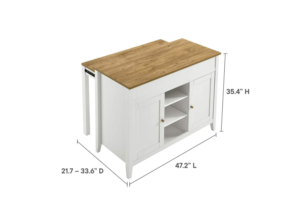 EEI-6894-OAK-WHI Garland 3-Piece Kitchen Island And Stool Set By Modway