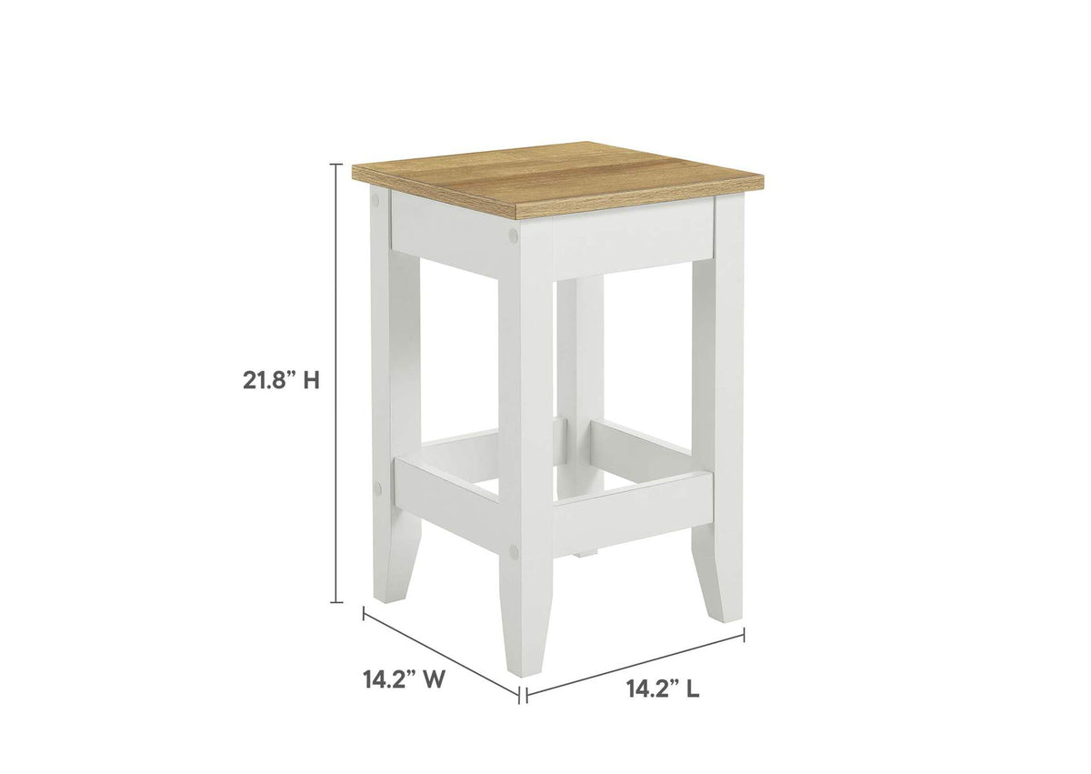EEI-6894-OAK-WHI Garland 3-Piece Kitchen Island And Stool Set By Modway