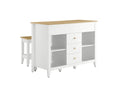 EEI-6895-OAK-WHI Farmstead 3-Piece Kitchen Island And Stool Set By Modway