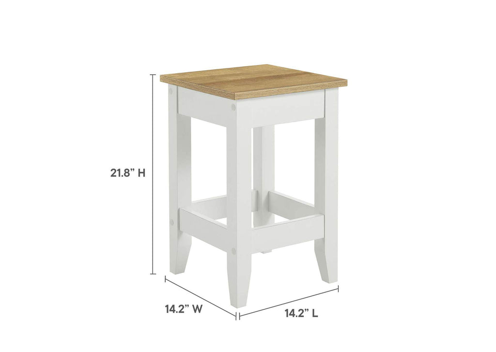 EEI-6895-OAK-WHI Farmstead 3-Piece Kitchen Island And Stool Set By Modway