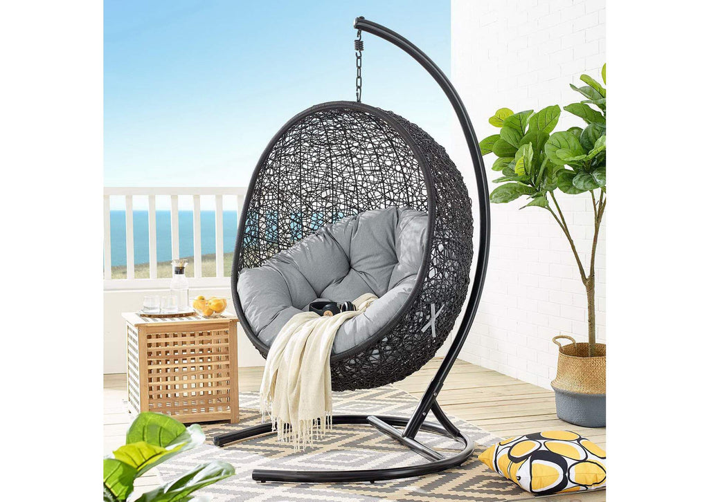 EEI-739-GRY-SET Encase Swing Outdoor Patio Lounge Chair By Modway