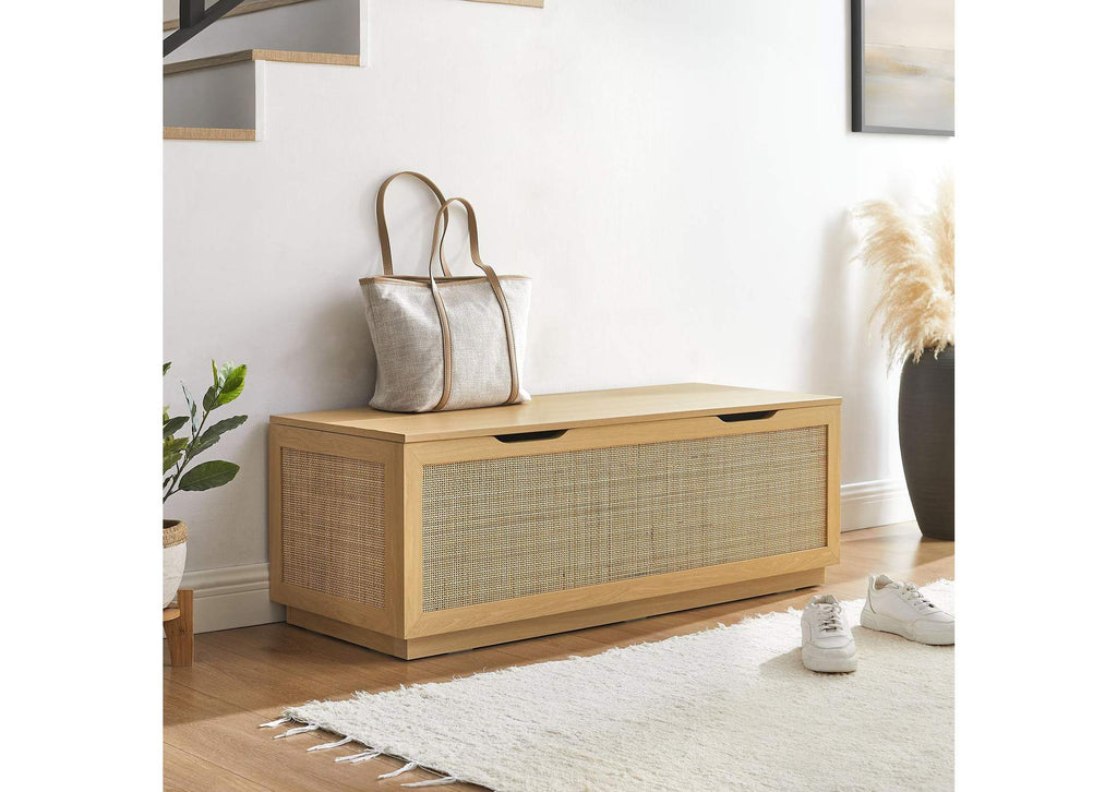 EEI-7434-OAK Soma 47" Rattan Storage Bench By Modway
