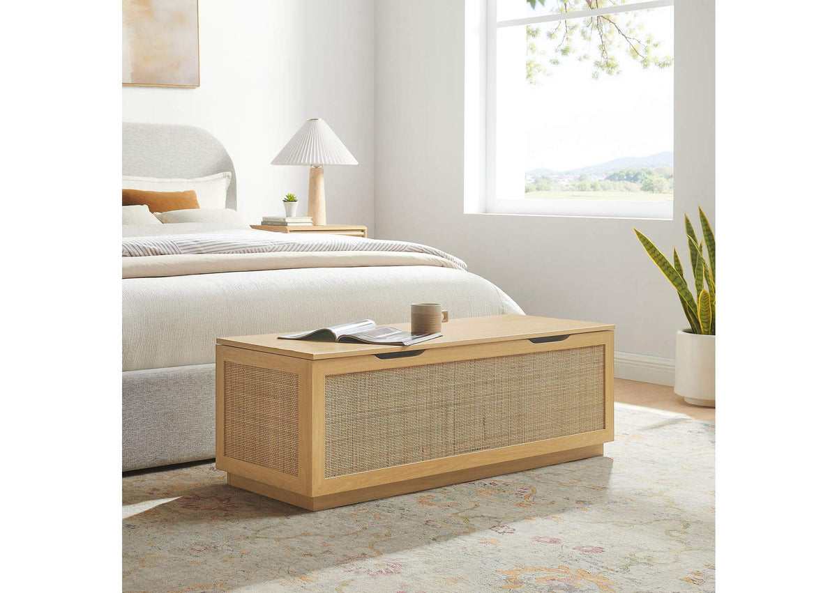 EEI-7434-OAK Soma 47" Rattan Storage Bench By Modway