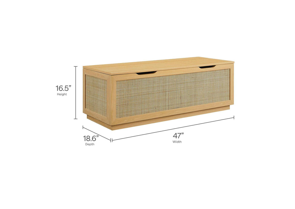 EEI-7434-OAK Soma 47" Rattan Storage Bench By Modway
