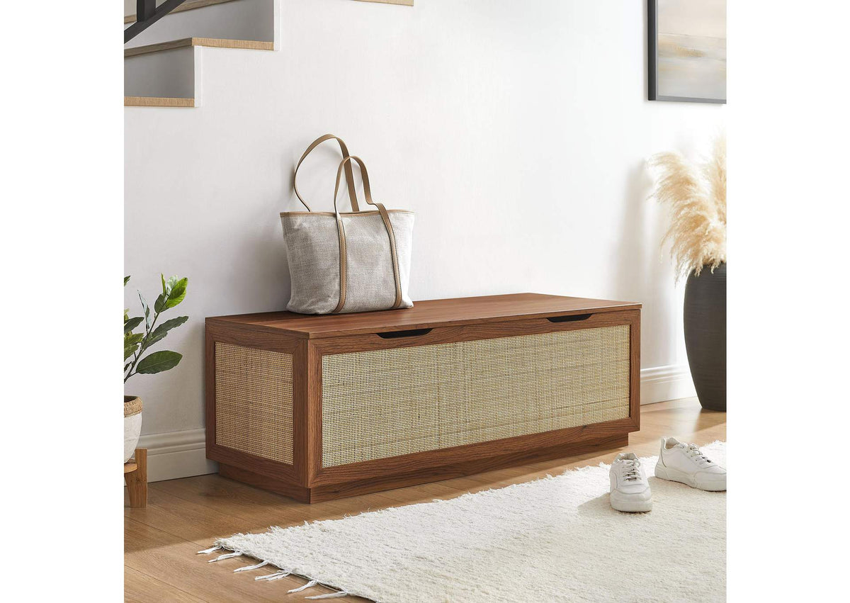 EEI-7434-WAL Soma 47" Rattan Storage Bench By Modway