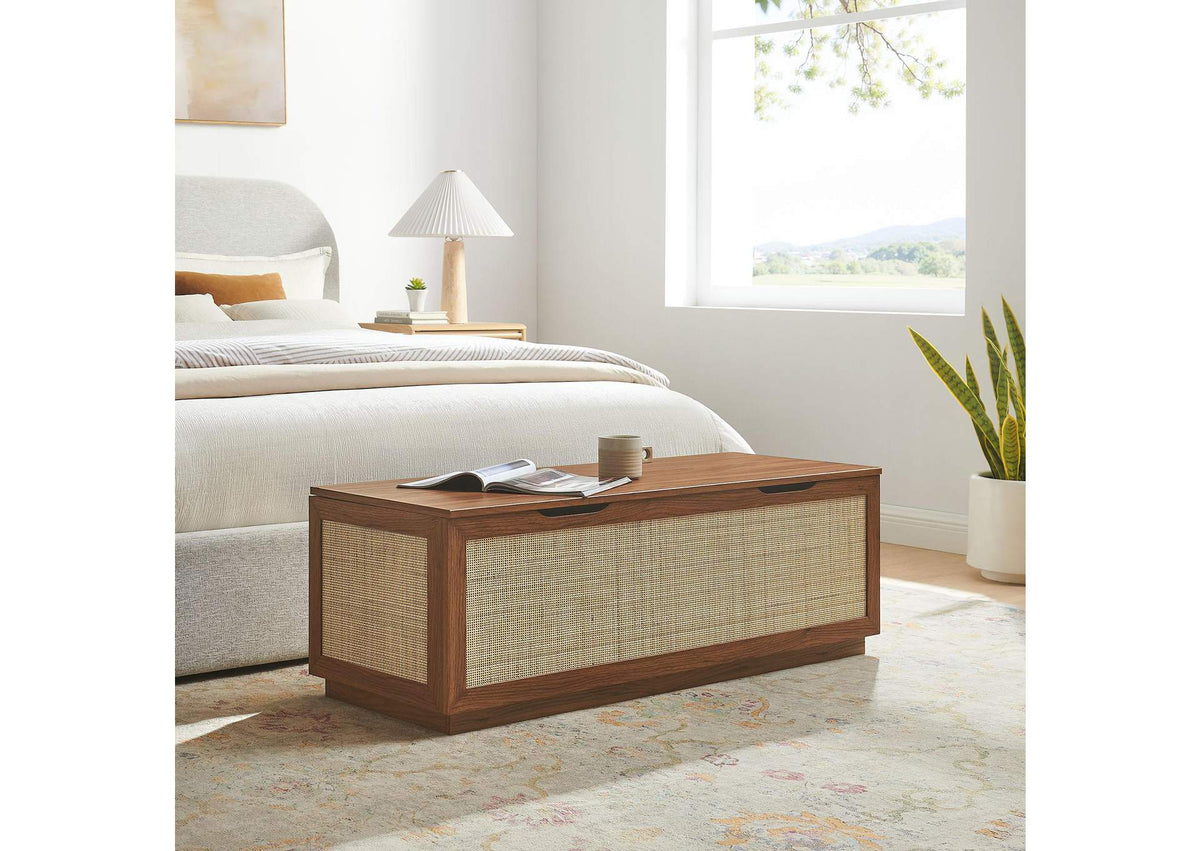 EEI-7434-WAL Soma 47" Rattan Storage Bench By Modway