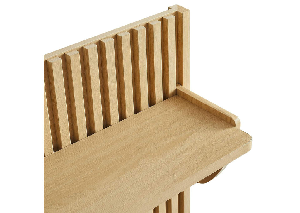 EEI-7472-OAK Render Fluted Coat Rack Panel With Shelf By Modway