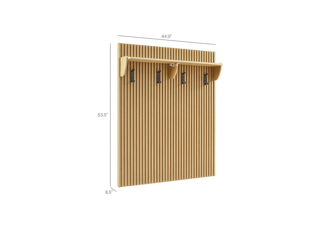 EEI-7472-OAK Render Fluted Coat Rack Panel With Shelf By Modway