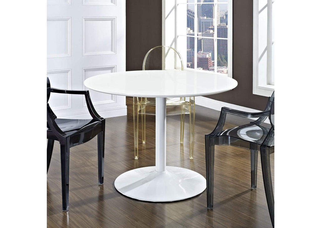 EEI-785-WHI Revolve Round Wood Dining Table By Modway