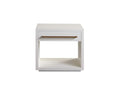 ENCOREETWH Encore Solid Mango Wood 1-drawer End Table In White Finish W/ Gold Metal Handle