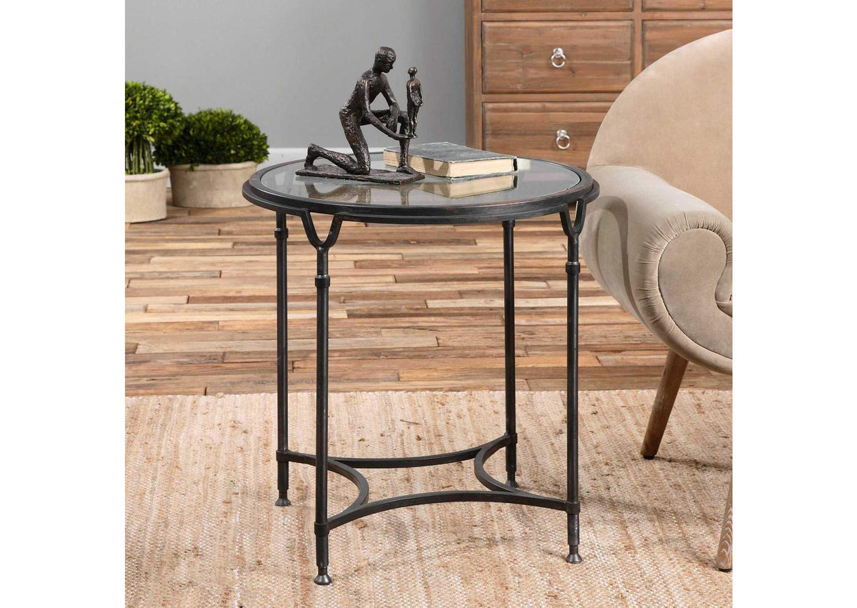 24469 Uttermost Samson Glass Side Table