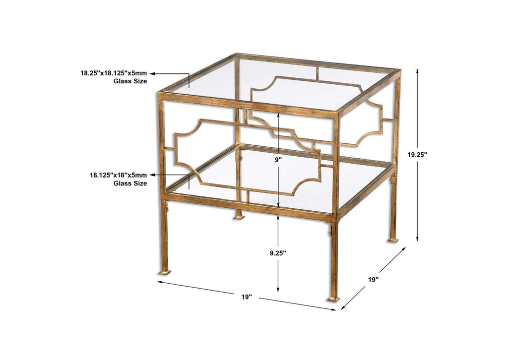 24477 Uttermost Genell Gold Cube Table