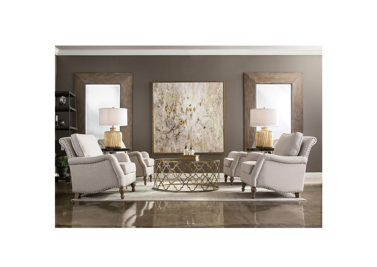 23291 Uttermost Armstead Antique White Armchair