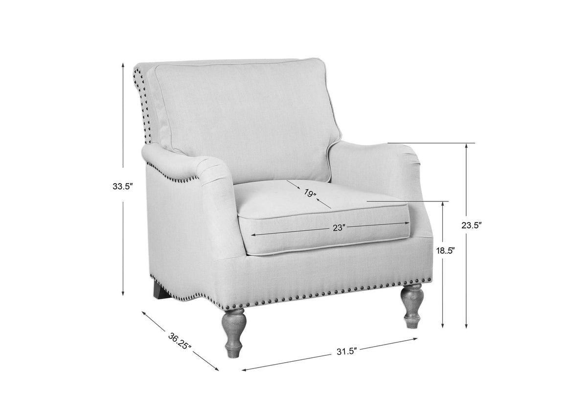 23291 Uttermost Armstead Antique White Armchair