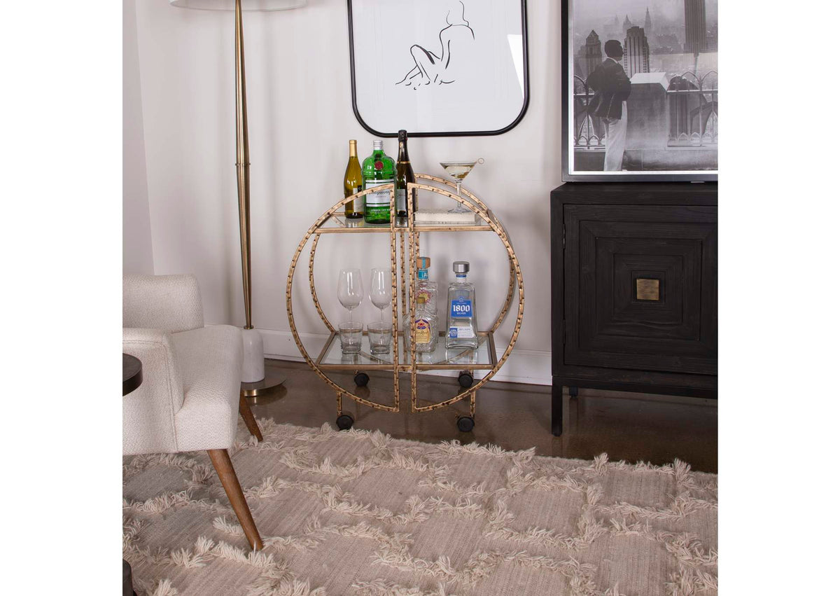25065 Uttermost Zelina Gold Bar Cart