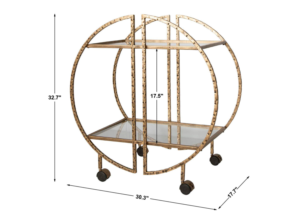 25065 Uttermost Zelina Gold Bar Cart