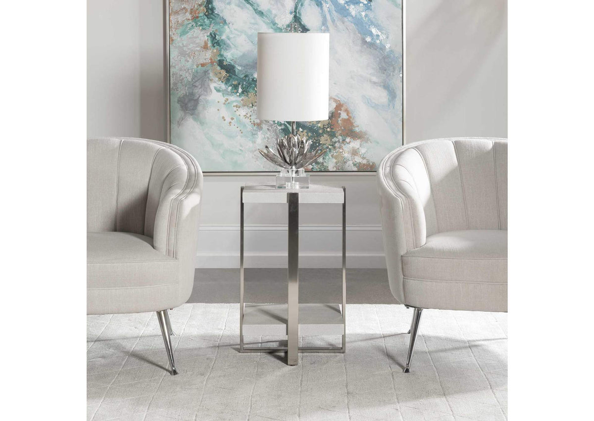 25375 Uttermost Arnaut White Accent Table