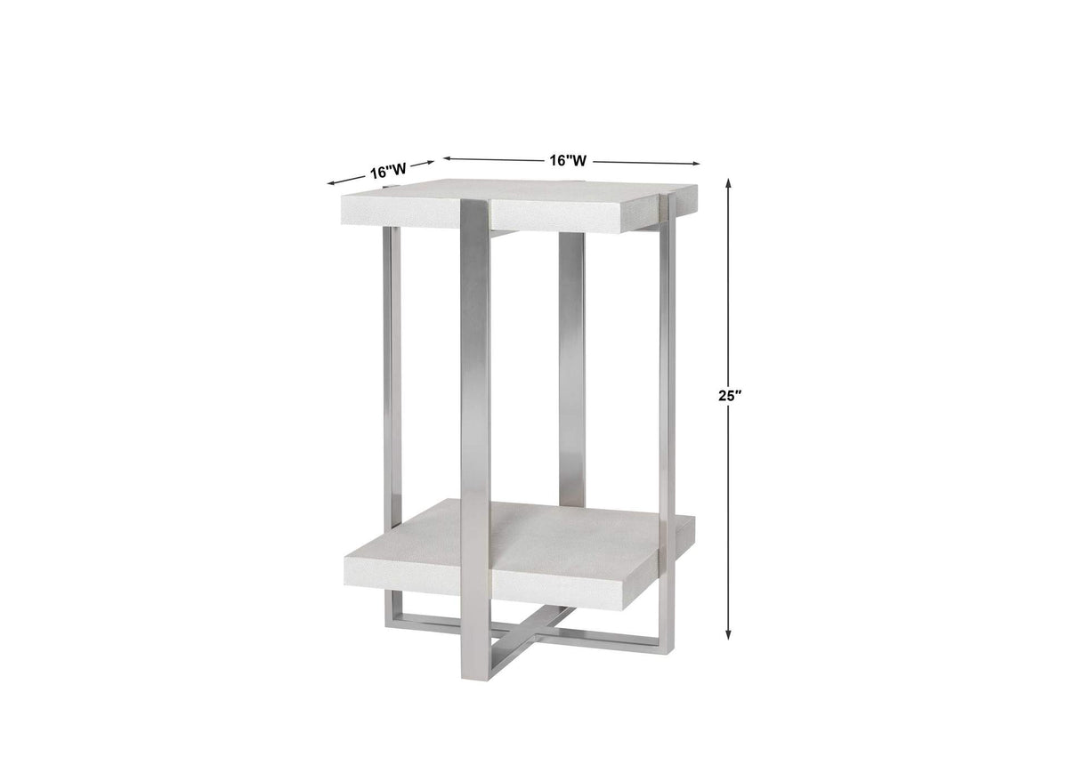 25375 Uttermost Arnaut White Accent Table