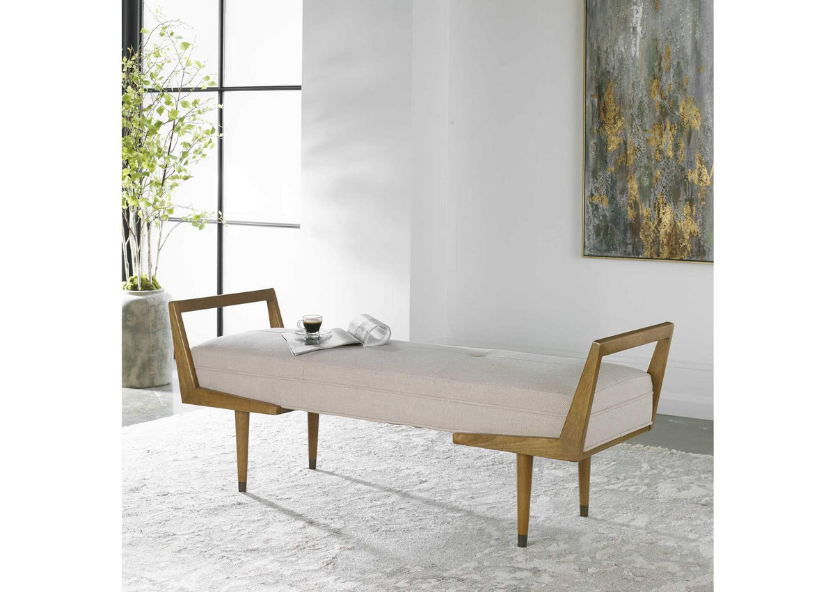 23592 Uttermost Waylon Modern Ivory Bench