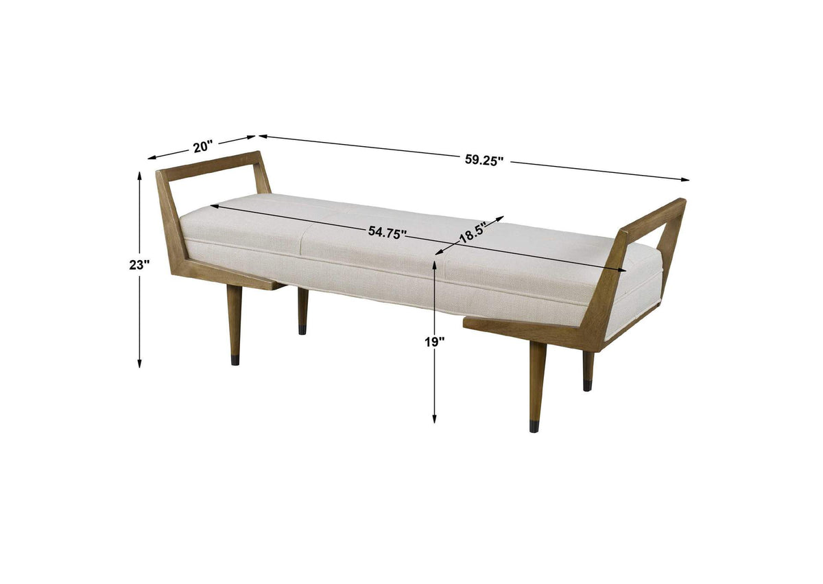 23592 Uttermost Waylon Modern Ivory Bench