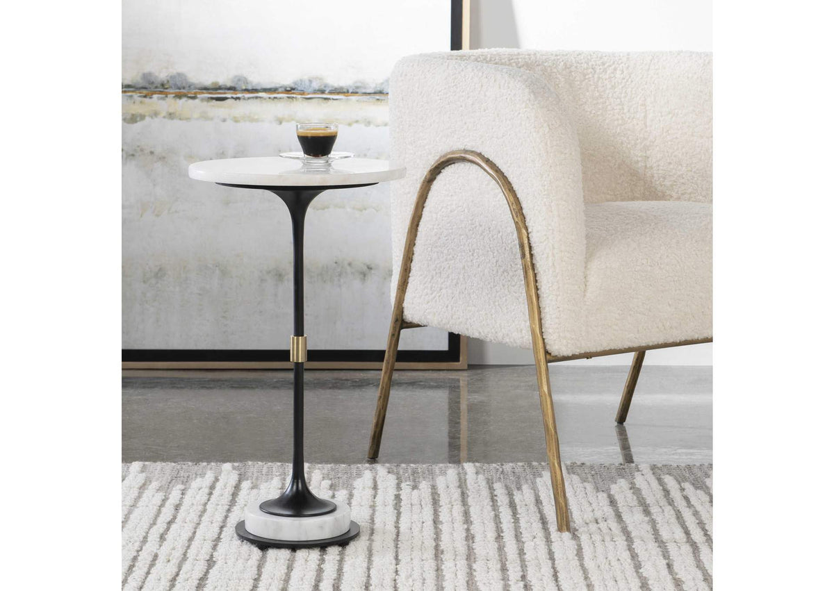 25231 Uttermost Sentry White Marble Accent Table