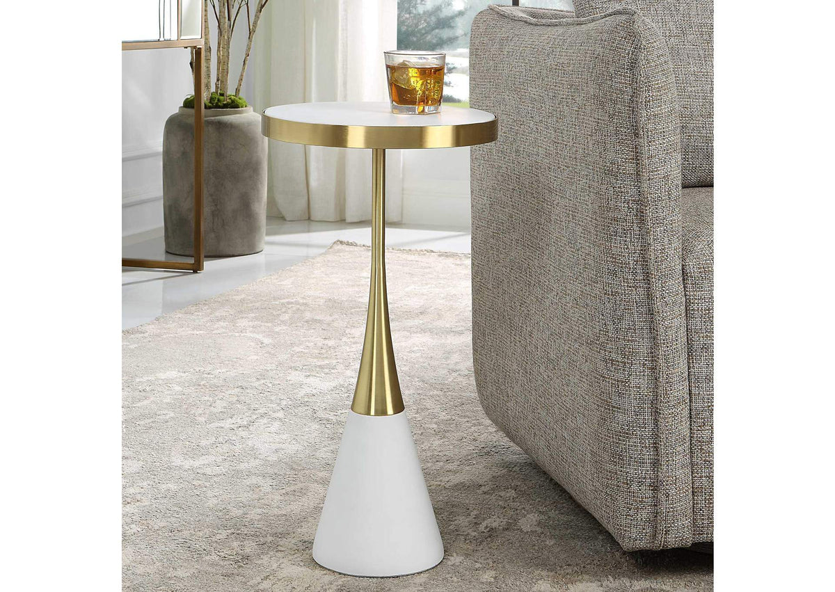 25281 Uttermost Apex White Concrete Accent Table