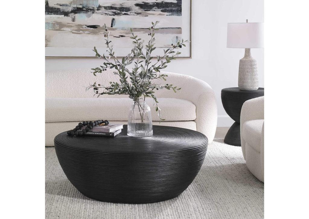 22919 Uttermost Bongo Black Rattan Coffee Table