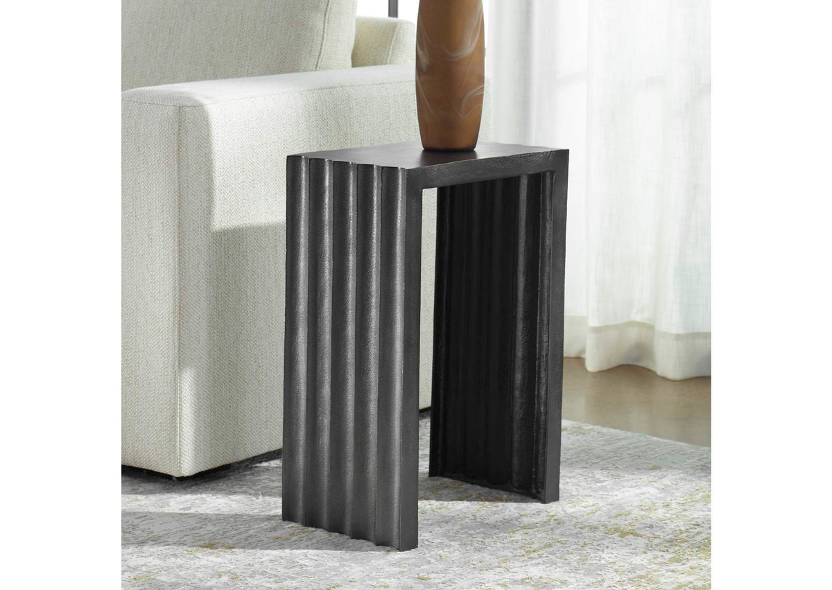 22963 Uttermost In The Groove Aluminum Accent Table