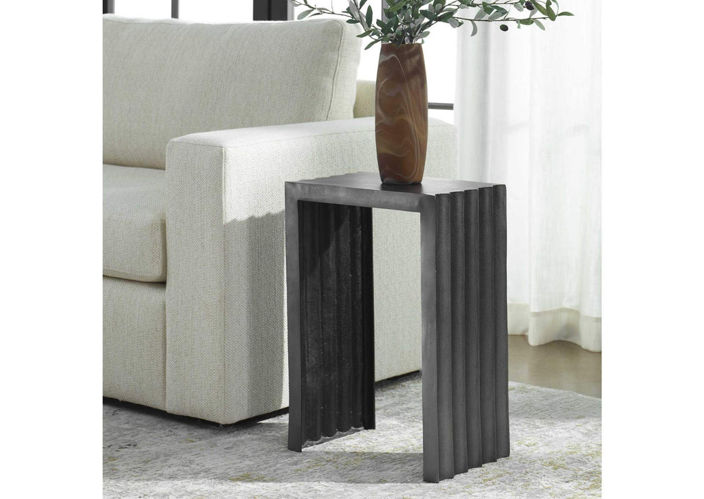 22963 Uttermost In The Groove Aluminum Accent Table