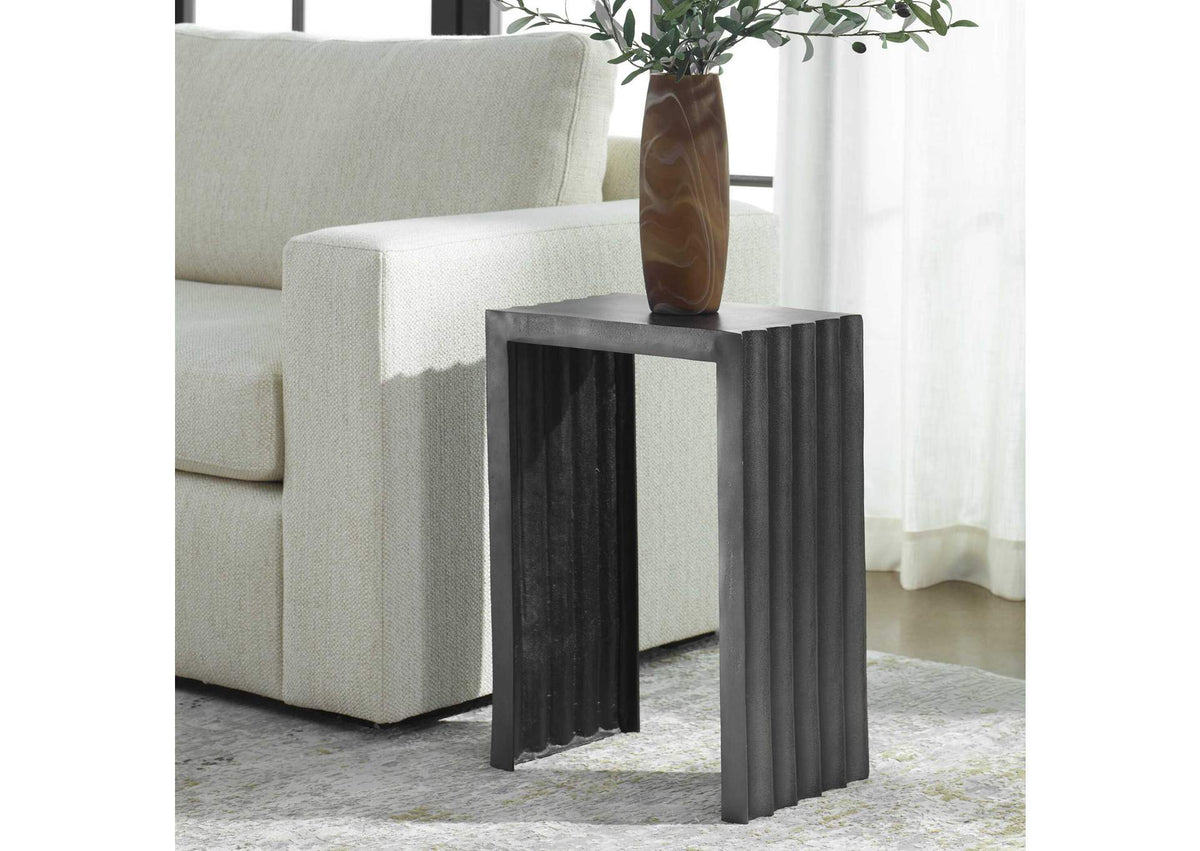 22963 Uttermost In The Groove Aluminum Accent Table