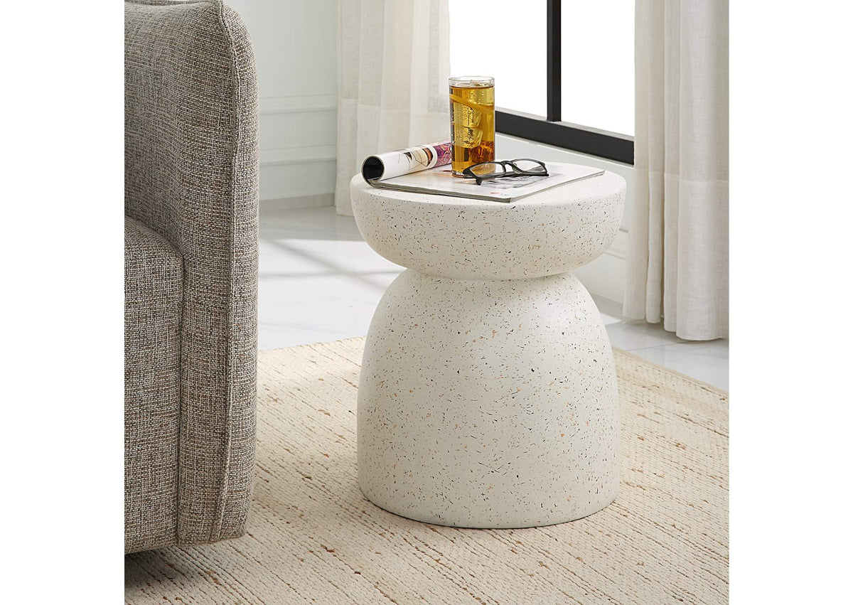 22966 Uttermost Inhale Cast White Accent Table