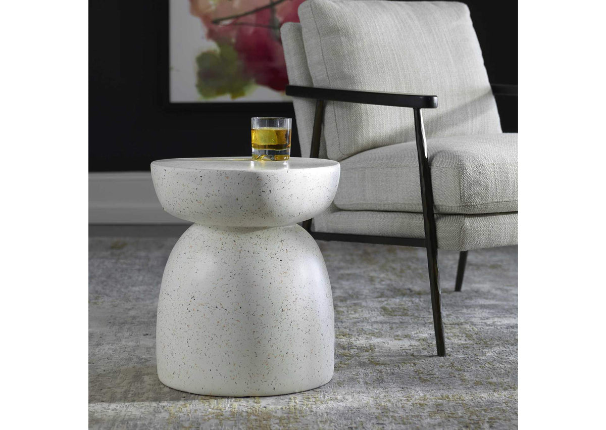 22966 Uttermost Inhale Cast White Accent Table