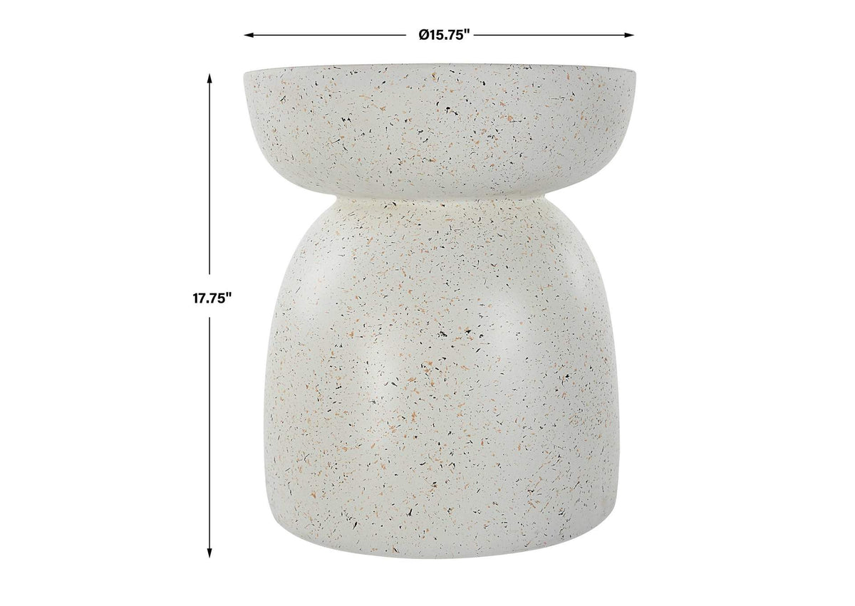 22966 Uttermost Inhale Cast White Accent Table