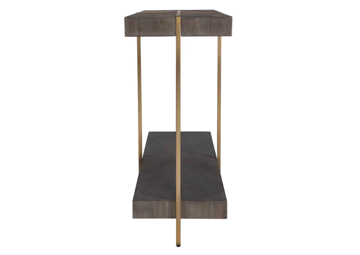 22972 Uttermost Taja Modern Brass - Wood Console Table