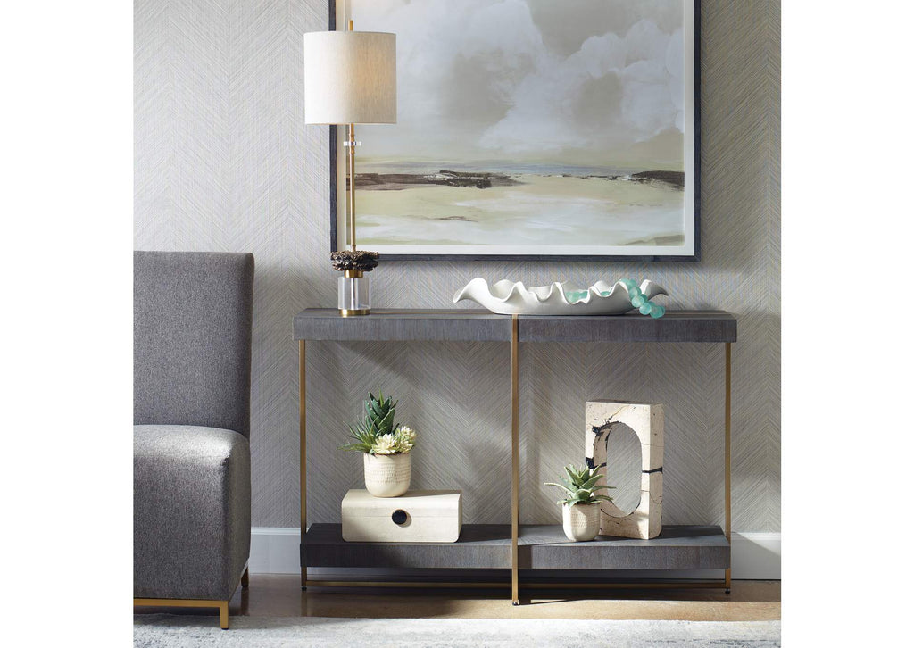 22972 Uttermost Taja Modern Brass - Wood Console Table