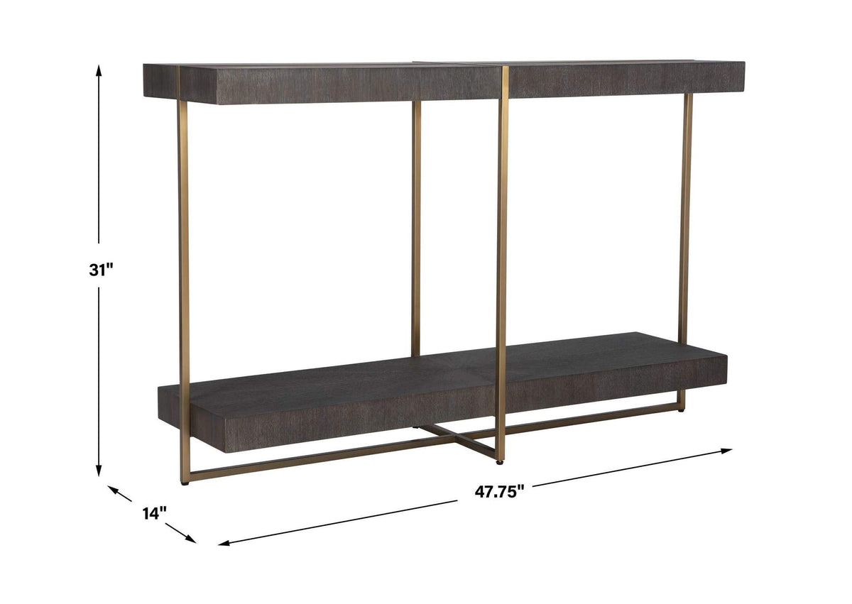 22972 Uttermost Taja Modern Brass - Wood Console Table