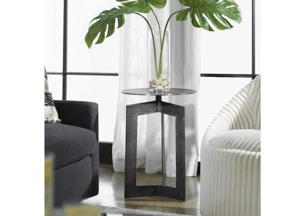 22995 Uttermost Deltoid Gunmetal Accent Table