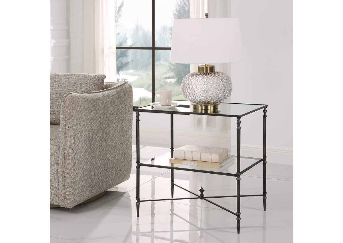 22984 Uttermost Henzler Mirrored Steel Lamp Table