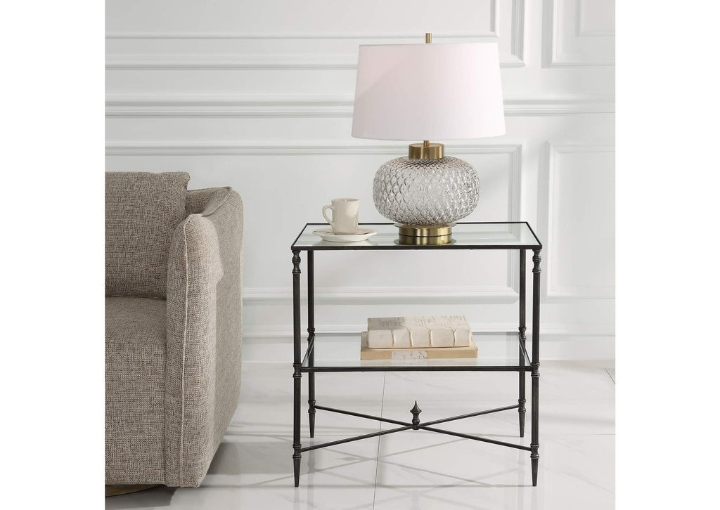 22984 Uttermost Henzler Mirrored Steel Lamp Table