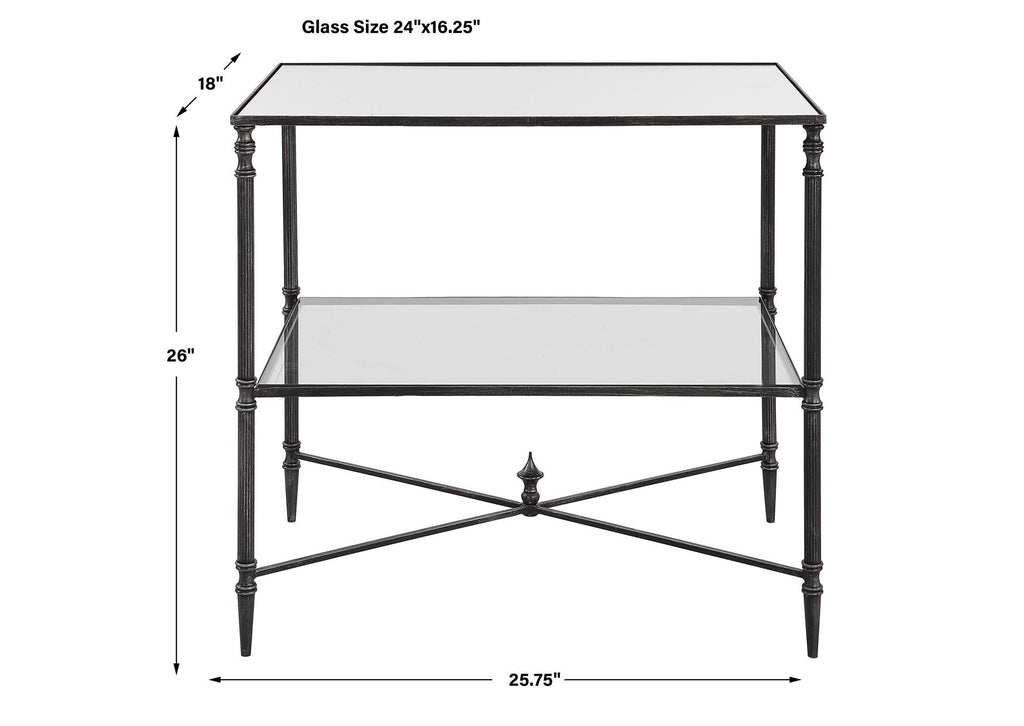 22984 Uttermost Henzler Mirrored Steel Lamp Table