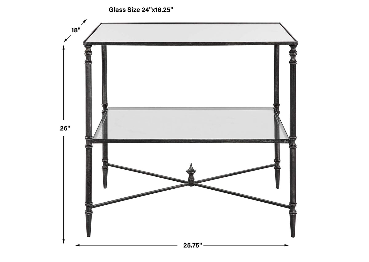 22984 Uttermost Henzler Mirrored Steel Lamp Table
