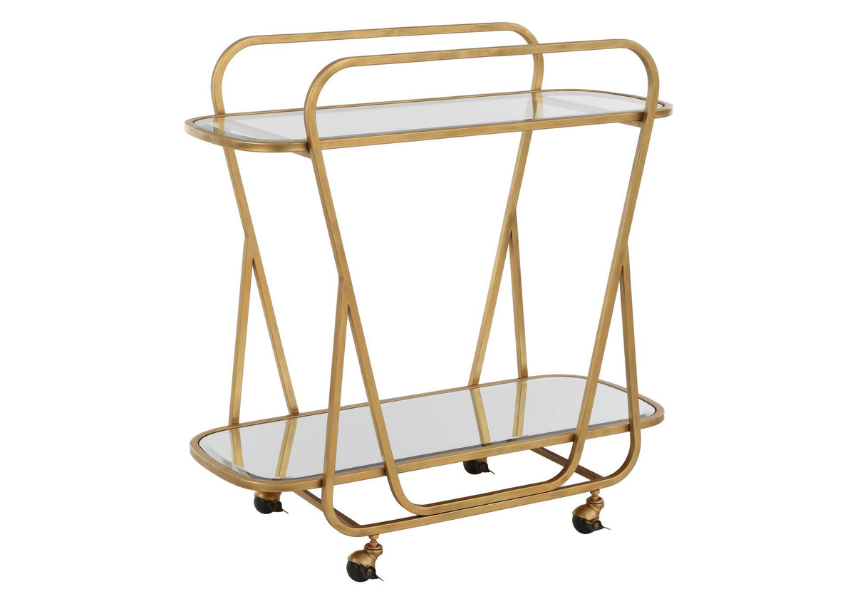 22907 Uttermost Swain Brass Serving Cart